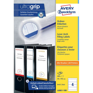 Avery Zweckform - Étiquette de dos Zweckform large 59x192mm autocollante blanc 100 feuilles