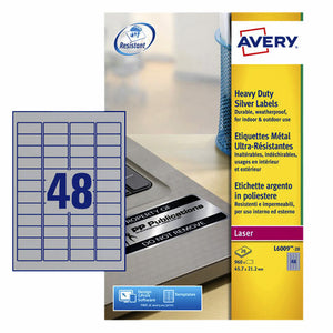 Avery -  Etiket  l6009-20 45.7x21.2mm zilver 960st
