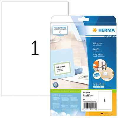 HERMA -  Etiket  5065 210x297mm a4 premium wit 25st