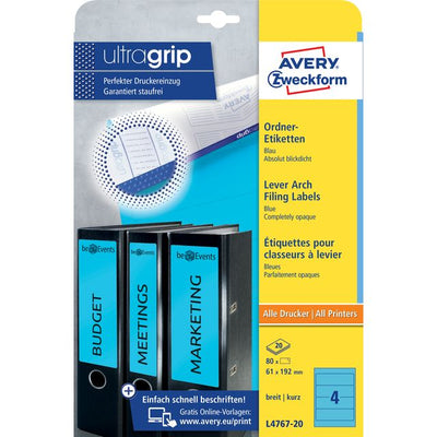 Avery Zweckform -  Rugetiket avery breed 61x192mm zelfklevend blauw