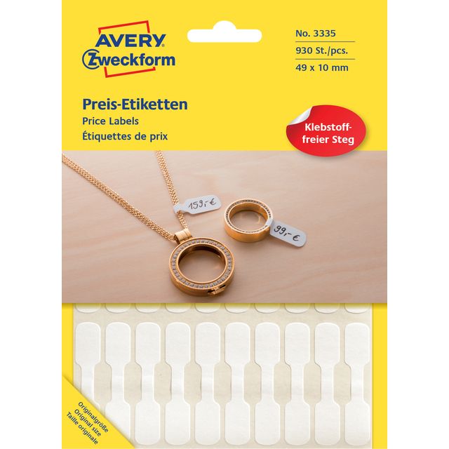 Avery Zweckform -  Etiket Zweckform 3335 49x10mm wit 924 stuks