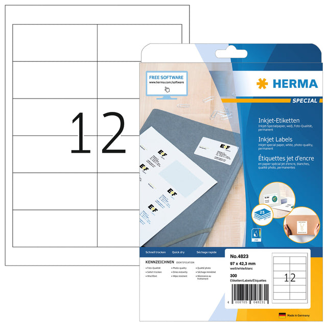 HERMA -  Etiket  4823 96.5x42.3mm wit 300st
