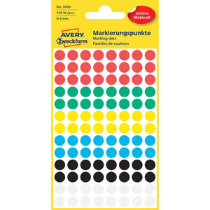 Avery Zweckform -  Etiket avery 3090 rond 8mm assorti 416st | 10 stuks