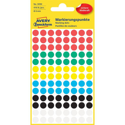 Avery Zweckform -  Etiket avery 3090 rond 8mm assorti 416st