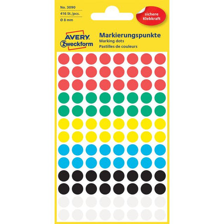 Avery Zweckform -  Etiket avery 3090 rond 8mm assorti 416st