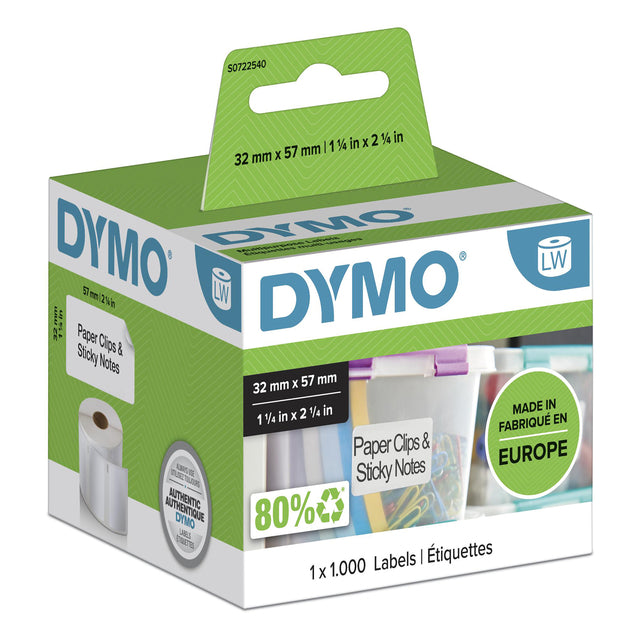 Dymo - Etiket LabelWriter multifunktional 32x57mm 1 Rolle à 1000 Stück weiß