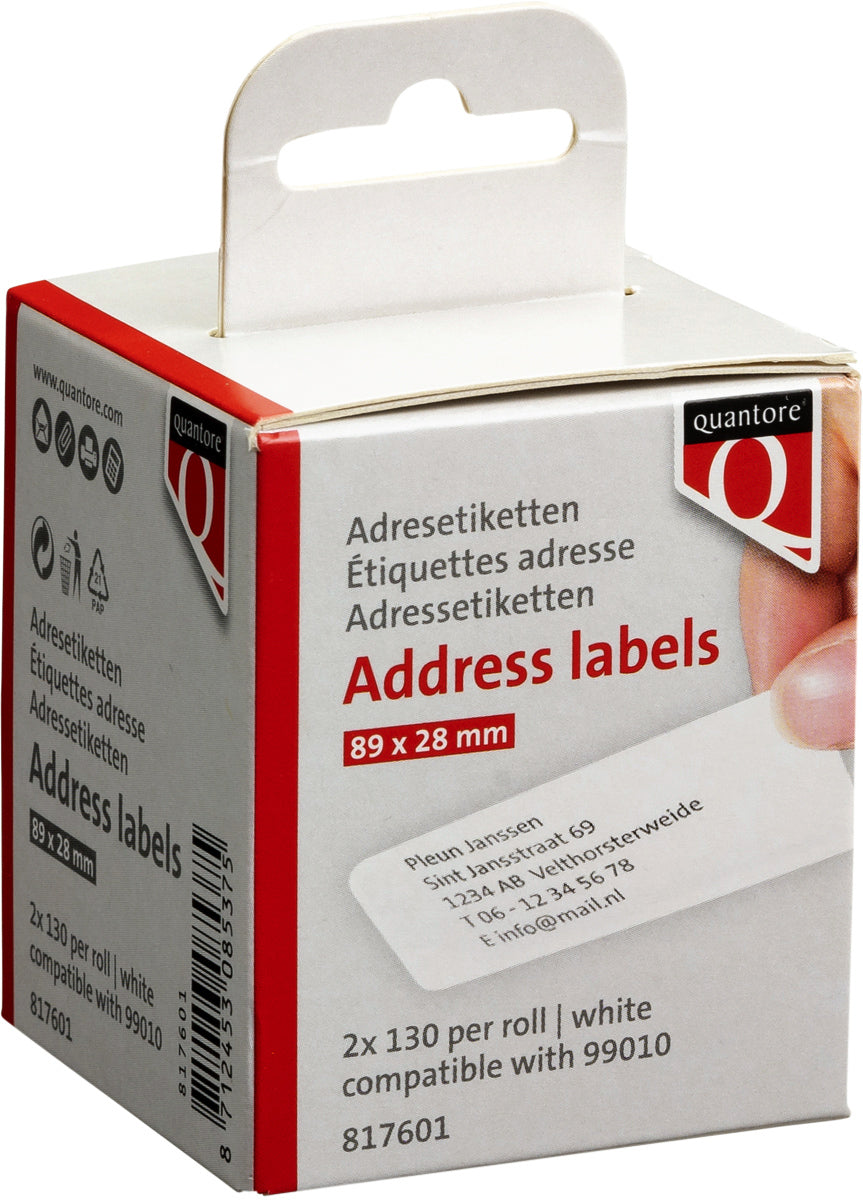 Quantore -  Label etiket 99010 28x89mm adres wt
