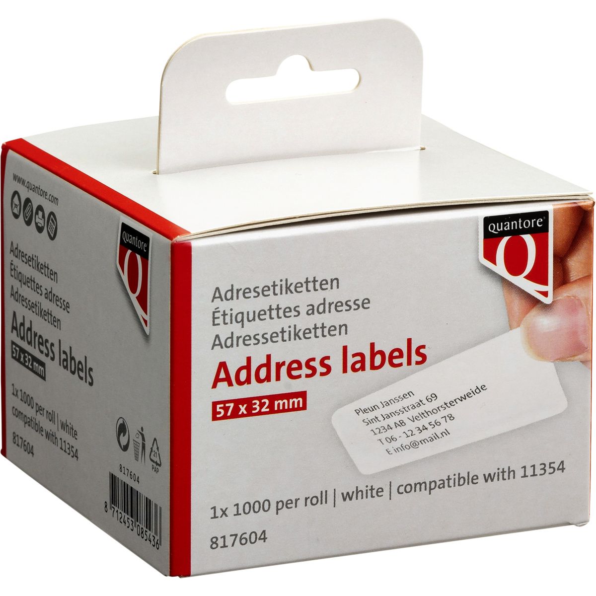 Quantore -  Labeletiket 11354 57mmx32mm adres wit 1000 stuks