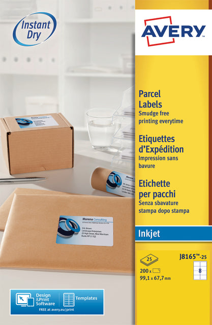 Avery - Étiquette J8165-25 99,1x67,7mm blanc 200 étiquettes | 5 pièces