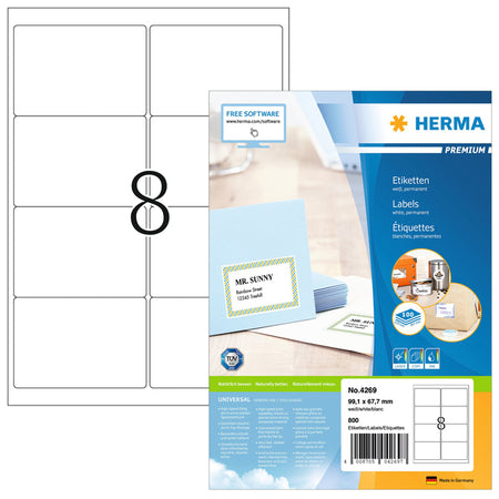 HERMA -  Etiket  4269 99.1x67.7mm premium wit 800st