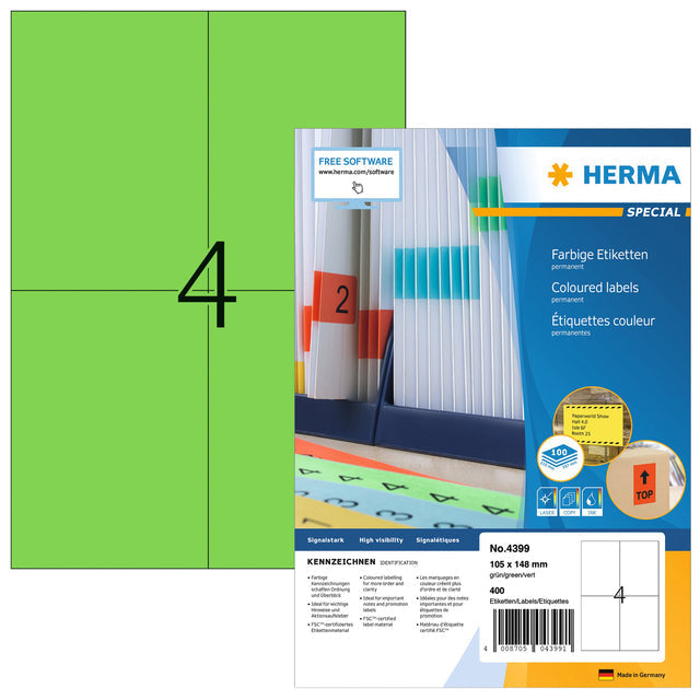 HERMA - Etiket  4399 105x148mm a6 groen 400 stuks