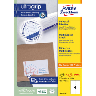 Avery Zweckform - Étiquette Zweckform 3483-200 105x148mm A6 blanc 800 pièces