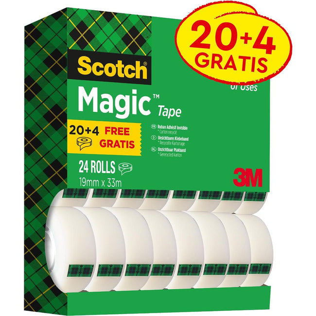 Scotch - Magic E Adhesive Tape Ft 19 mm x 33 m, Pack de valeur avec 24 rouleaux