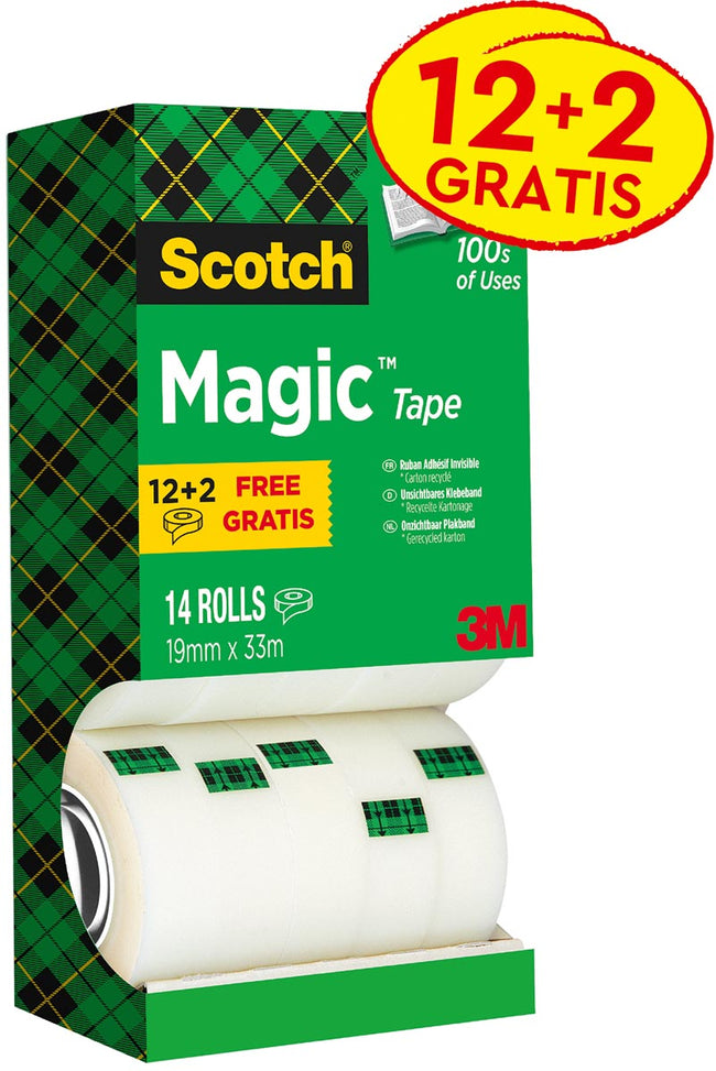 Scotch - Magie de bande adhésive E, Pack de valeur 12 + 2 rouleaux gratuitement