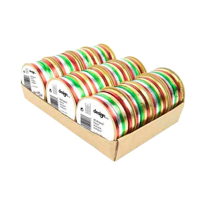 Hoomark - Geschenkband IG metallic 6x5m Display mit 12 Rollen Glitzer/Perle