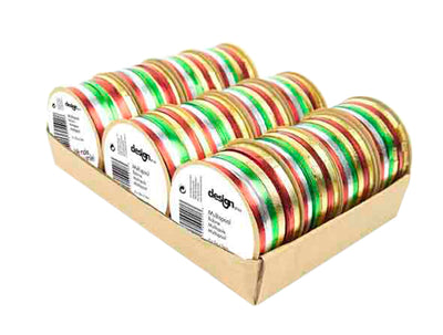 Hoomark - Ruban cadeau IG métallique présentoir 6x5m avec 12 rouleaux paillettes/perle | 12 pièces