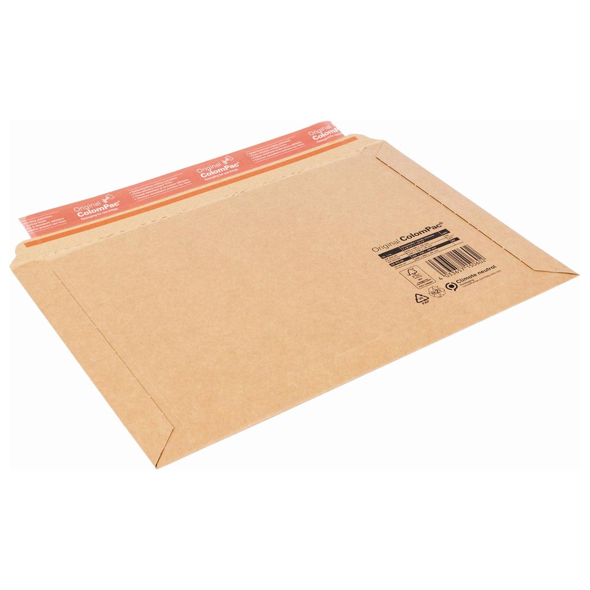 Sans marque - Enveloppe d'expédition avec soufflet, bande adhésive sur le côté long, ft 50 x 250 x 360 mm, marron