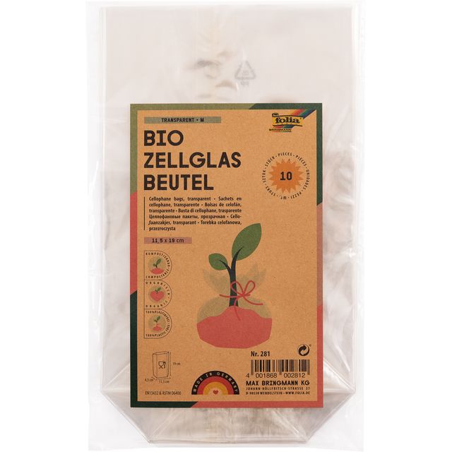 Folia Paper - Zellophantüte Folia 115x190mm 10 Stück transparent | 10 Stück