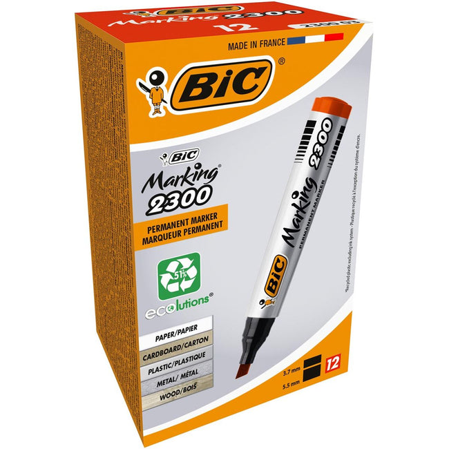 Bic -  permanent marker Marking 2300 ECOlutions, rood, doos van 12 stuks