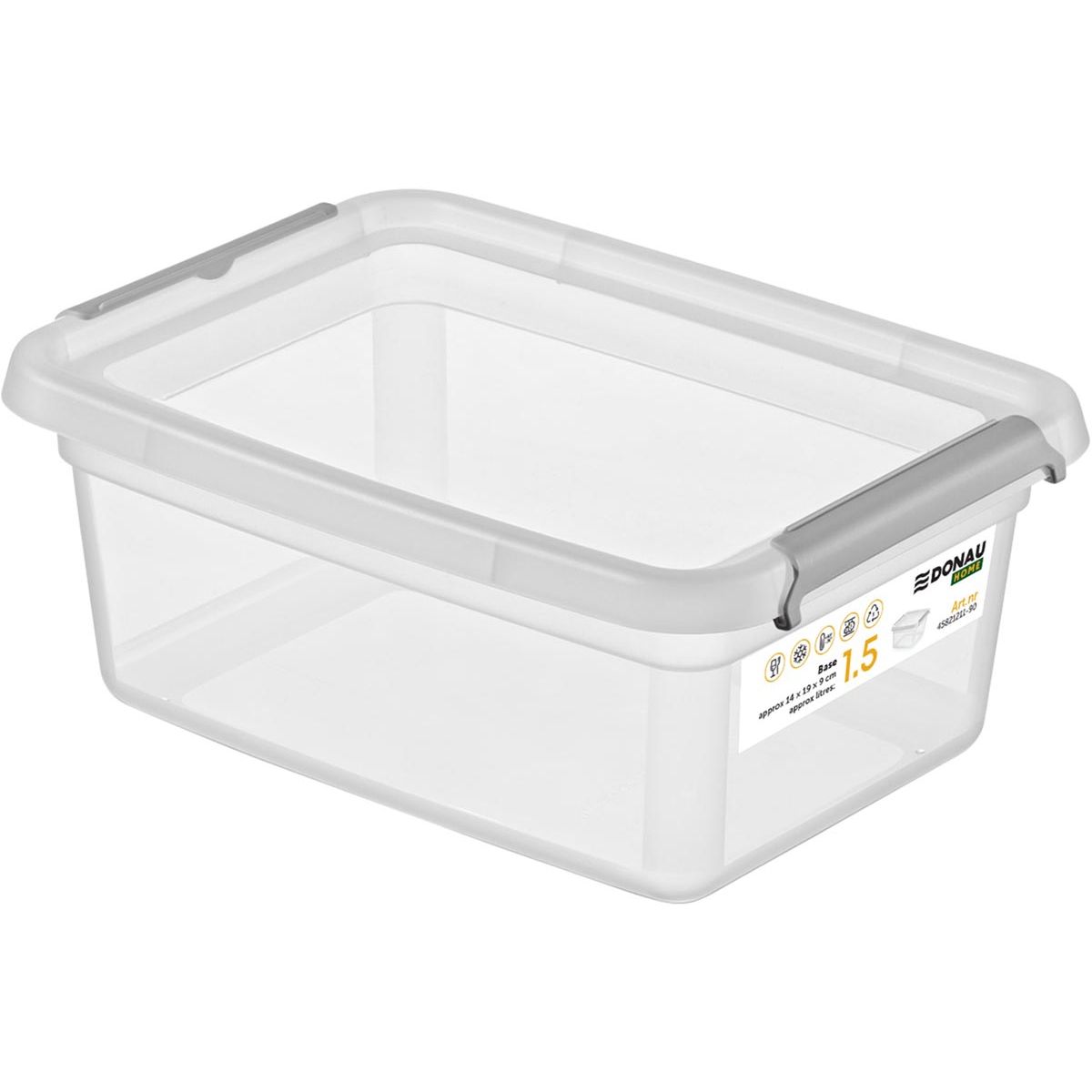 DONAU Home - Aufbewahrungsbox, 1,5 Liter, transparent