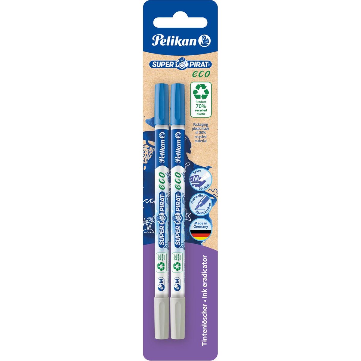 Pelikan - Super Pirat Eco Ink Wiper, Blister de 2 pièces