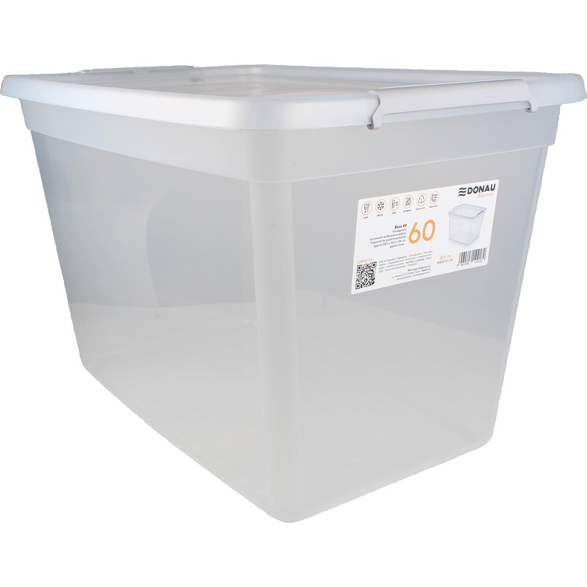 DONAU Home - Aufbewahrungsbox, 60 Liter, transparent
