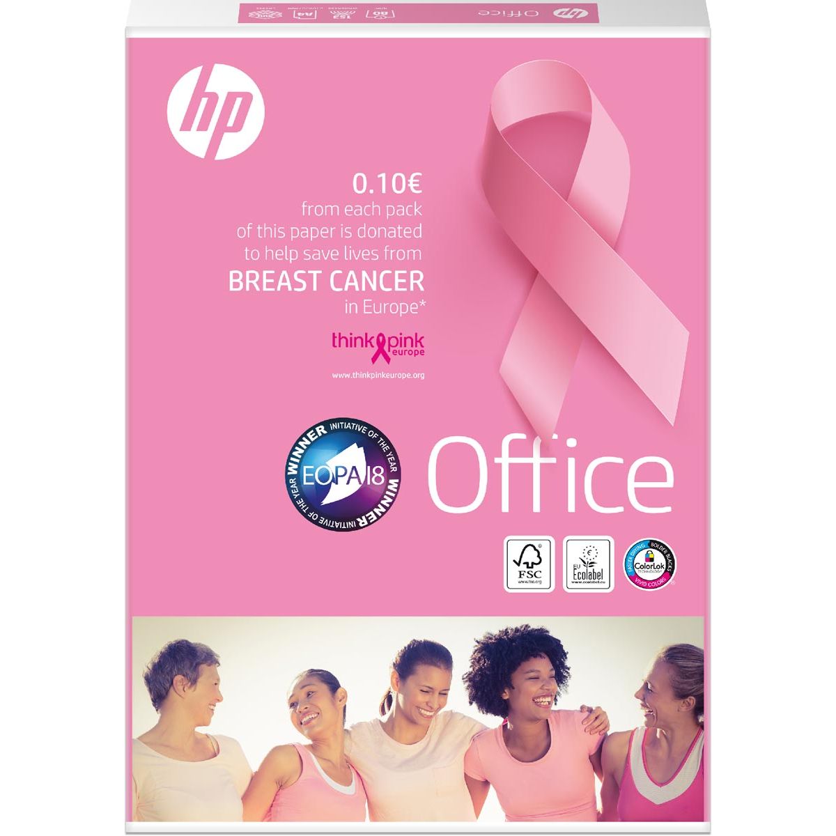 HP - Pink Ream kopieerpapier, ft A4, 80 g, pak van 500 vel