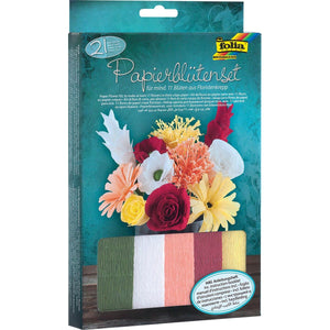 Folia - Bastelset Krepppapier-Blumen, 21-teilig