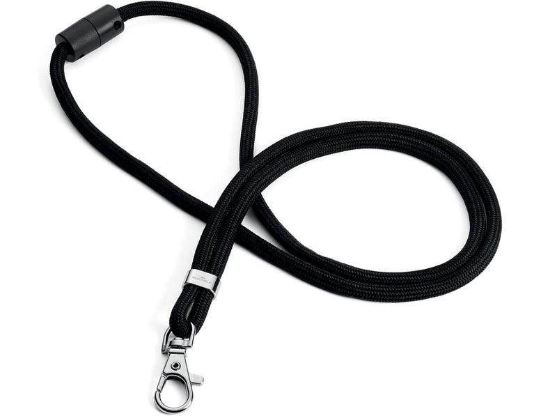 Durable - cordon textile rPET, avec mousqueton, noir, paquet de 10 pièces