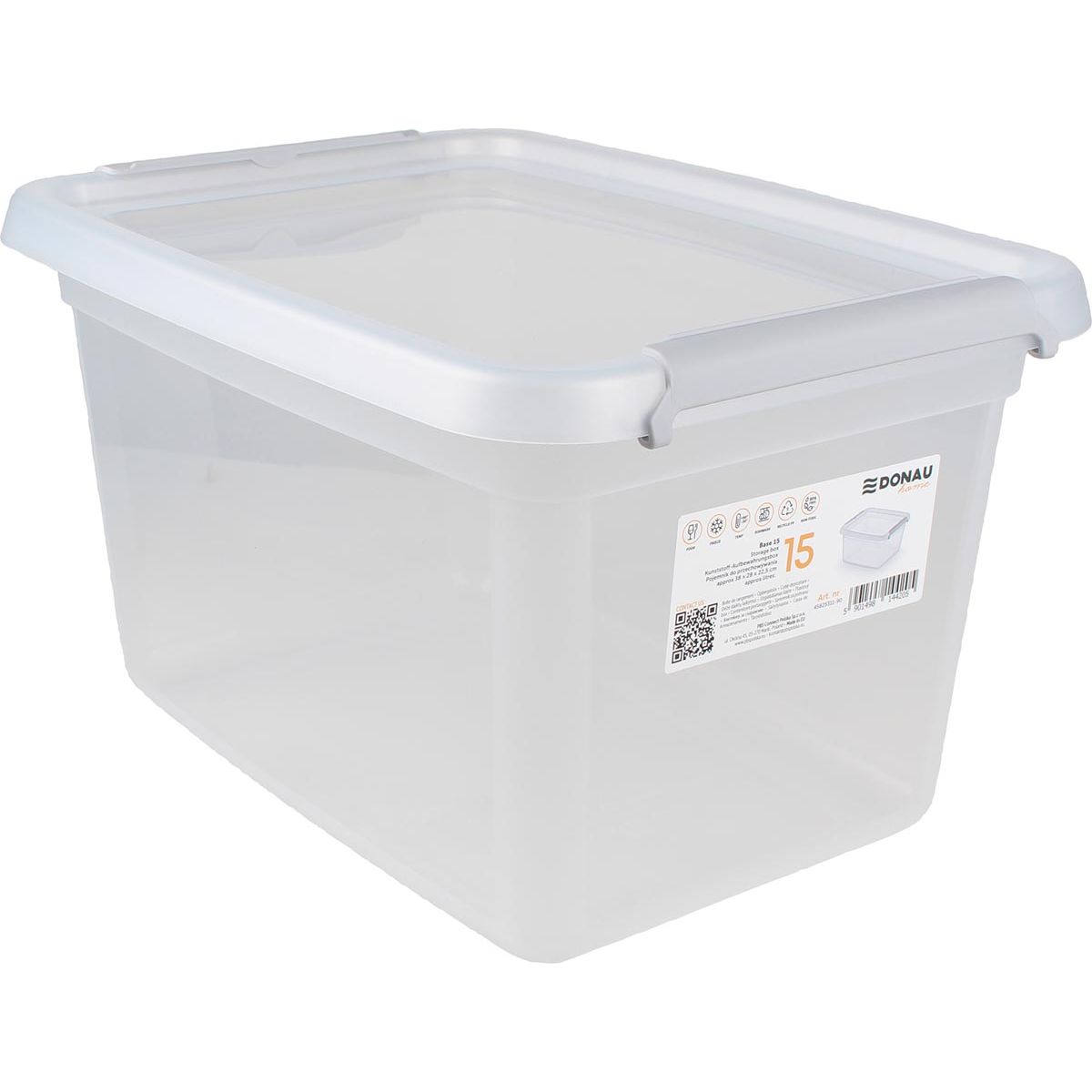 DONAU HOME -   opbergdoos, 15 liter, transparant