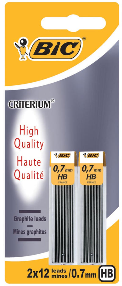 Bic - mines de crayon, 0,7 mm, HB, blister de 2 étuis de 12 pièces