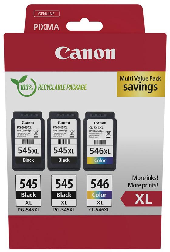 Canon -  inktcartridge 2 x PG-545XL + 1 x CL-546XL, 300 400 pagina's, OEM 8286B013, 4 kleuren