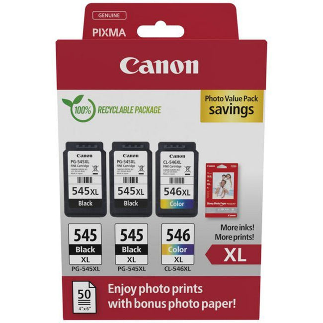 Canon - pack photo 2 x PG-545XL + 1 x CL-546XL, 300 400 pages, OEM 8286B015, 4 couleurs