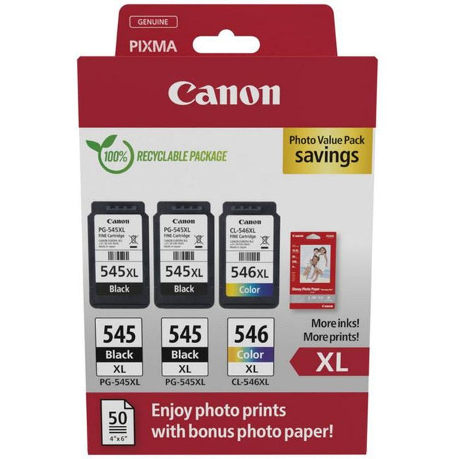 Canon - photo value pack 2 x PG-545XL + 1 x CL-546XL, 300 - 400 pagina's, OEM 8286B015, 4 kleuren