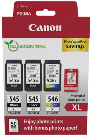 Canon - pack photo 2 x PG-545XL + 1 x CL-546XL, 300 400 pages, OEM 8286B015, 4 couleurs