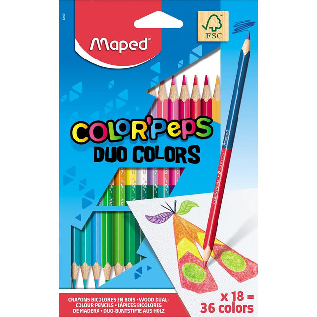 Maped - crayon de couleur Color'Peps Duo, blister de 18 pièces