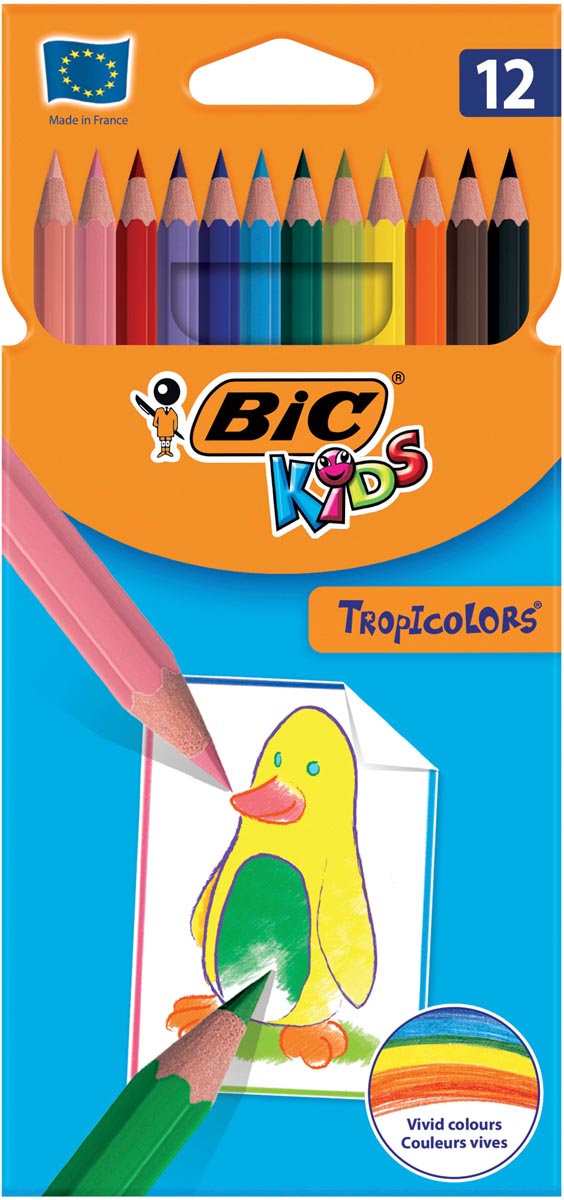 BIC Kids - Crayons de couleur Kids Tropicolors assortis blister de 12 pièces