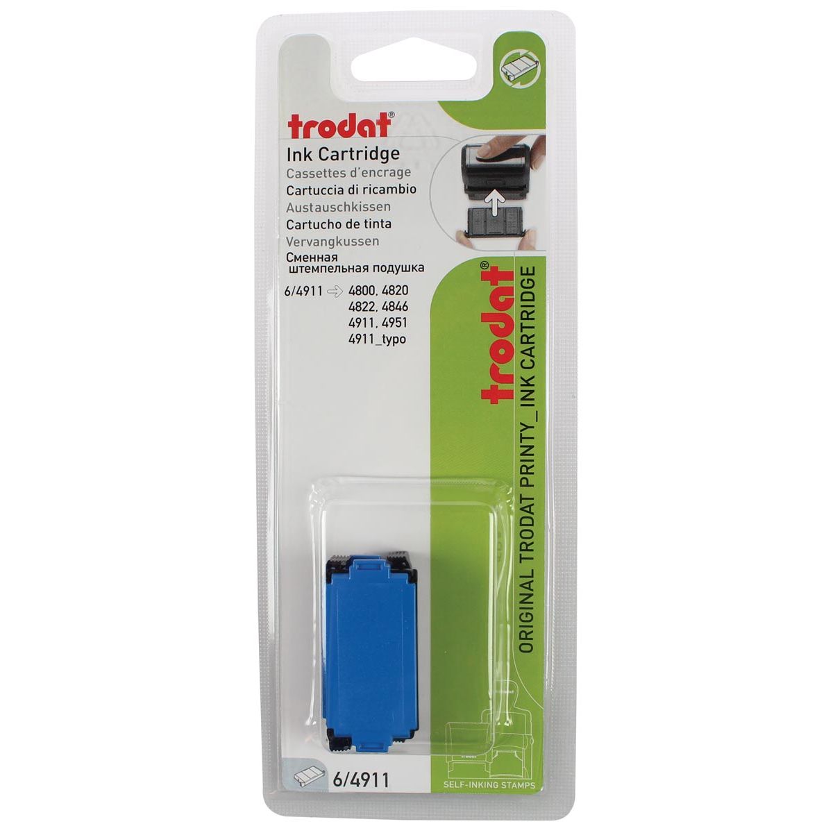 Trodat -  vervangkussen blauw, voor stempel 4911/4820/4822/4846, blister met 2 stuks
