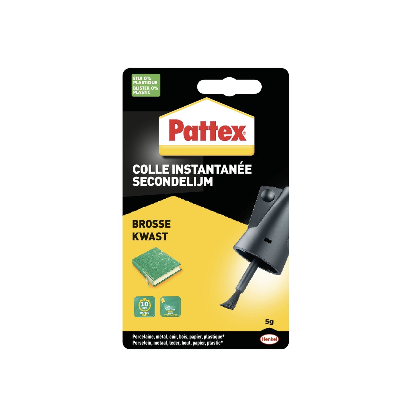 Pattex -  Secondenlijm met kwast flacon 5 gram op blister