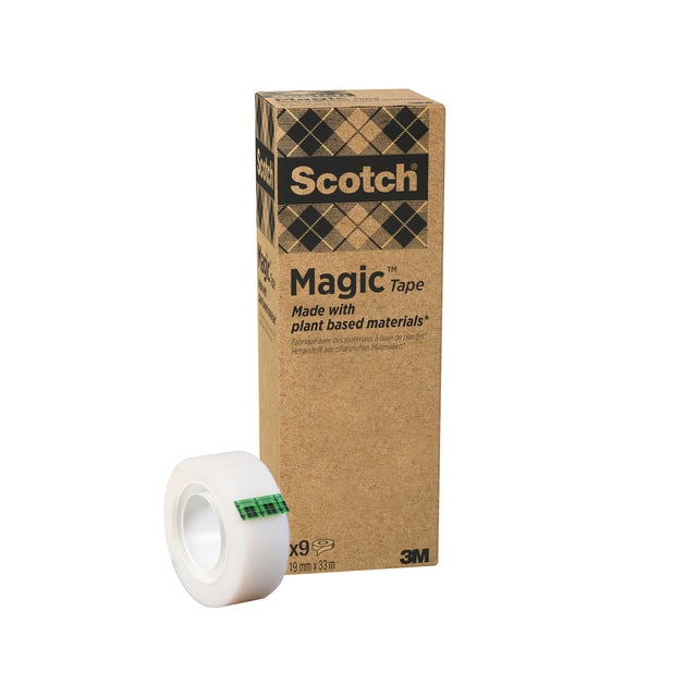 Scotch - Ruban adhésif Magic 900 19mmx33m invisible mat 9 rouleaux