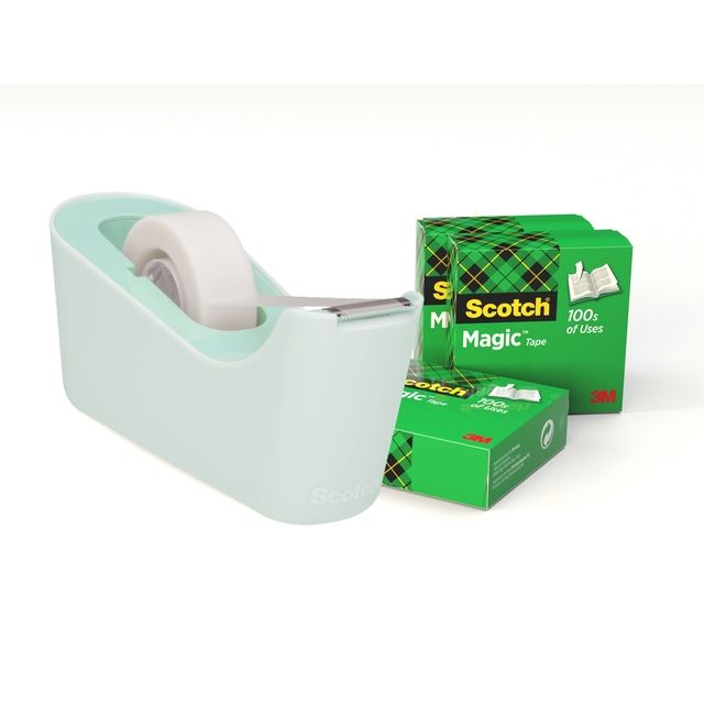 Scotch - Support ruban adhésif C18 menthe + 4 rouleaux magic e 19mmx33m