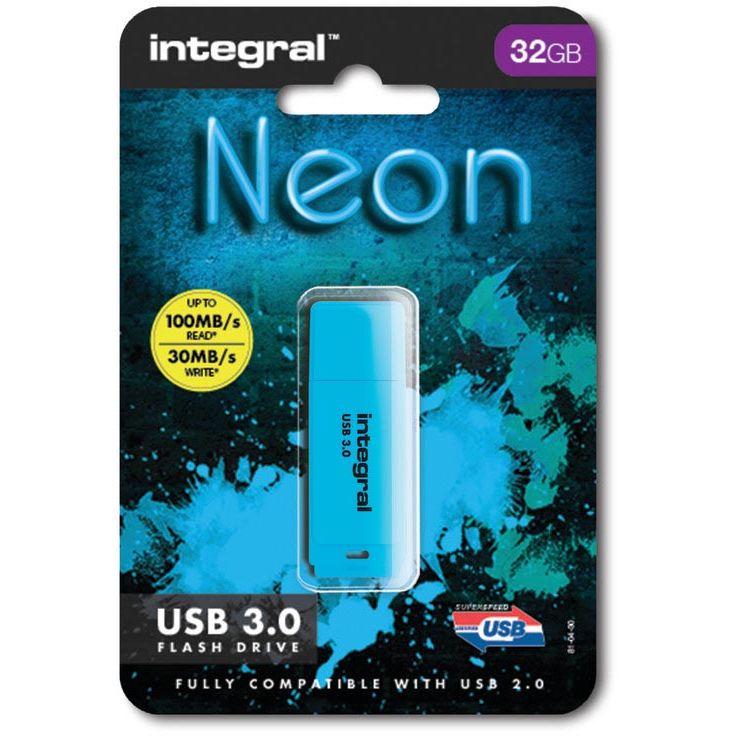 Integral - Neon USB 3.0 Stick, 32 GB, blau