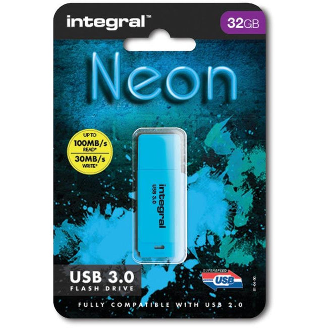 Integral - Neon USB 3.0 Stick, 32 GB, blau