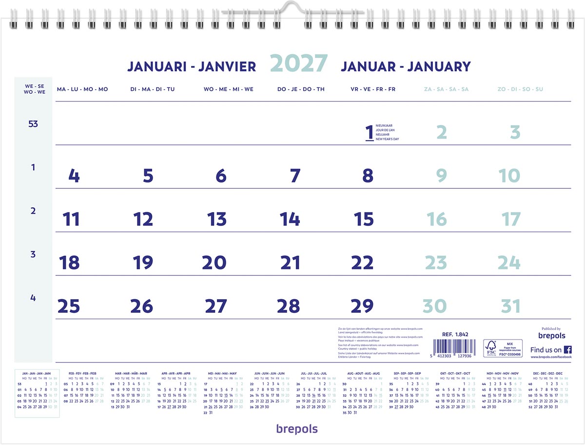 Brepols -   maandkalender, 2027