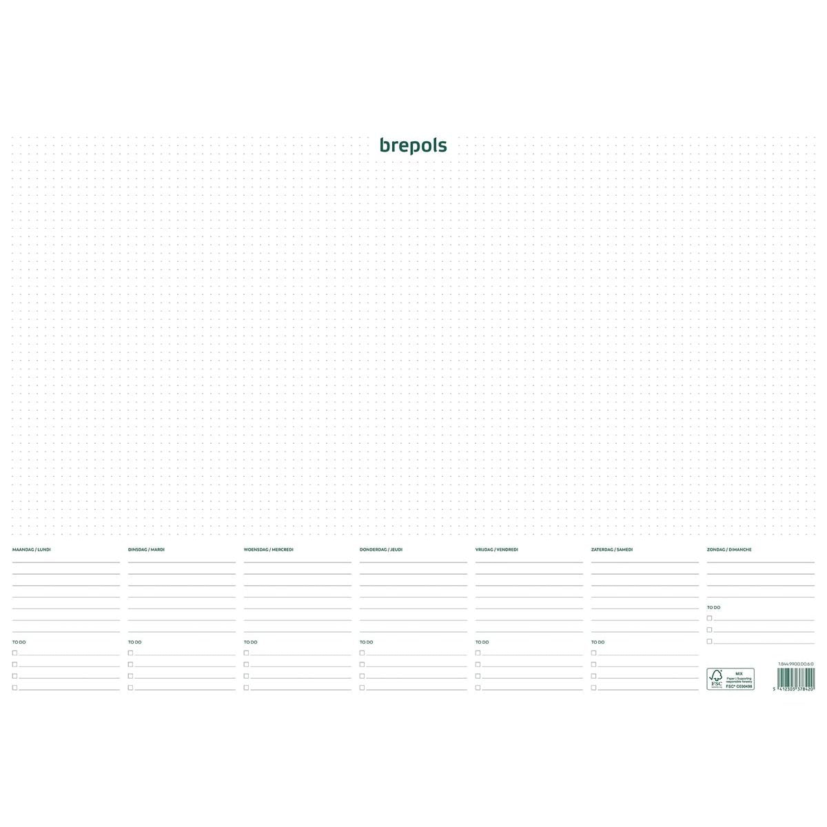 Brepols -   schrijfonderlegger met weekkalender, ongedateerd