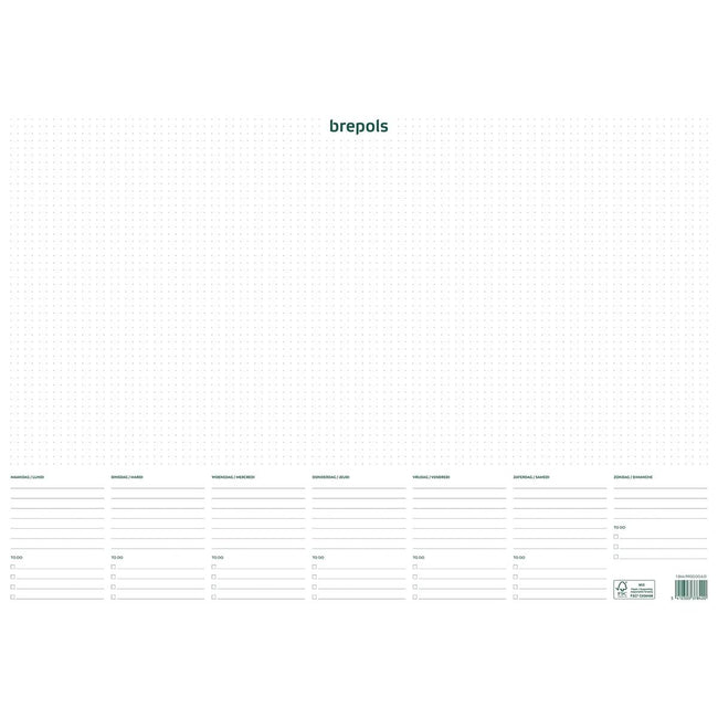 Brepols -   schrijfonderlegger met weekkalender, ongedateerd