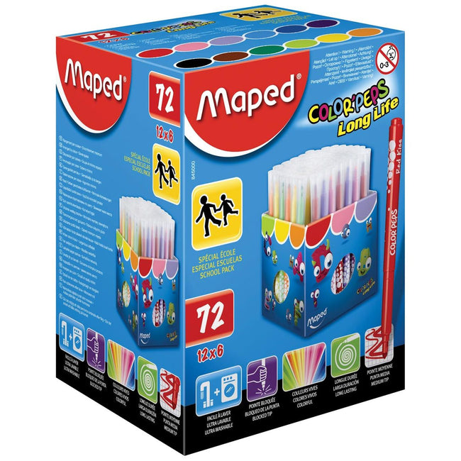 Maped - Feutre Color'Peps 72 feutres dans une boîte cartonnée (pack classe)