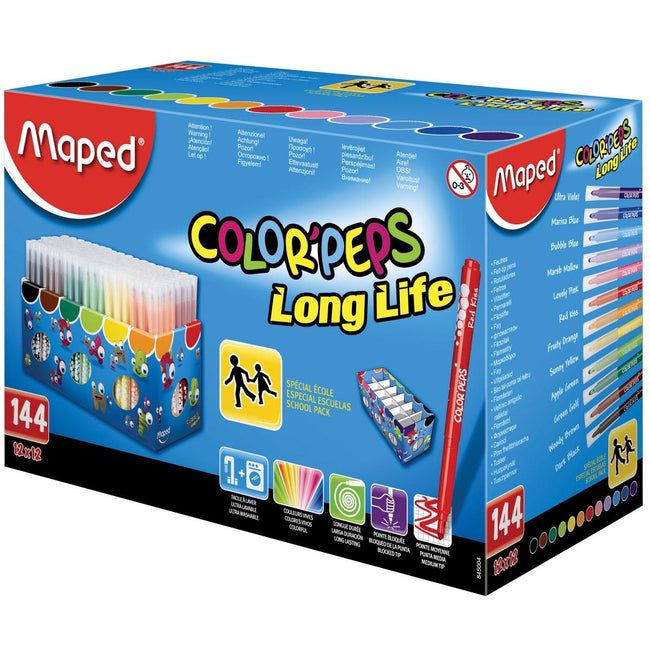 Maped - Feutre Color'Peps 144 feutres dans une boîte cartonnée (pack classe)
