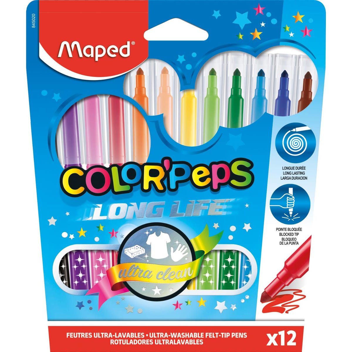 Maped -  Viltstift Color'Peps 12 stiften in een kartonnen etui