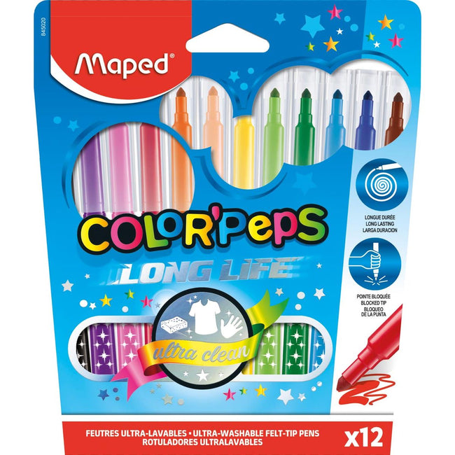 Maped - Feutre Color'Peps 12 marqueurs dans un étui cartonné